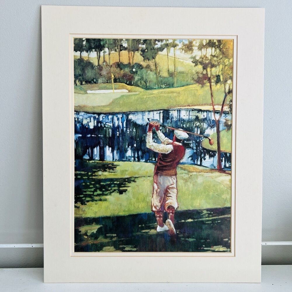 Gorgeous 1930's Vintage Style Golf Matte Print 16" x 20" Lithograph Painting